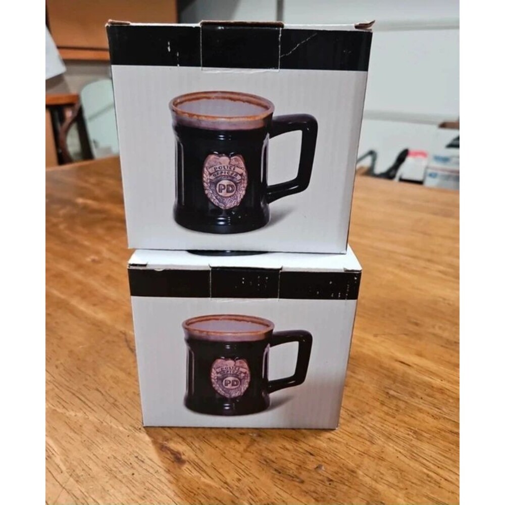 Set of 2 Police PD Ceramic Mug. Quality.